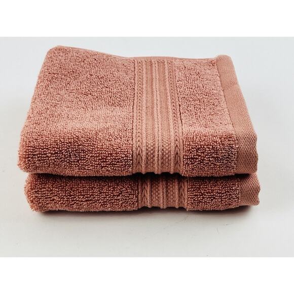 2 Brooks Brothers Turkish Wash Cloths Orange Peach Pink Color Zero Twist Cotton - Picture 10 of 10